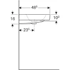 Geberit iCon beépíthető mosdó 120x48.5 cm csaplyuk nélkül túlfolyóval 124025000