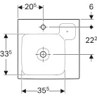 Geberit iCon beépíthető mosdó 50x48.5 cm csaplyukkal dekortál jobbra 124050000