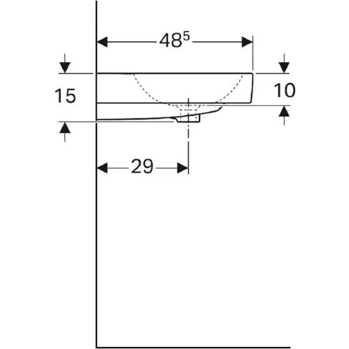 Geberit iCon beépíthető mosdó 50x48.5 cm csaplyukkal dekortál jobbra 124050000