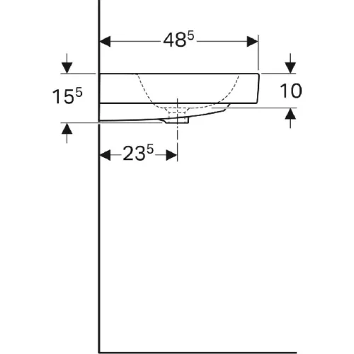 Geberit Icon 75x48,5 cm mosdó csaplyuk nélkül túlfolyóval 124078000