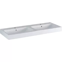 Geberit iCon beépíthető dupla mosdó 120x48.5 cm csaplyukkal túlfolyóval 124120000 rajza