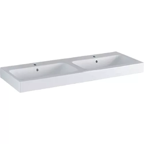 Geberit iCon beépíthető dupla mosdó 120x48.5 cm csaplyukkal túlfolyóval 124120000 rajza