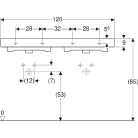 Geberit iCon beépíthető dupla mosdó 120x48.5 cm csaplyukkal túlfolyóval 124120000