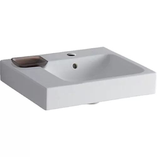 Geberit iCon beépíthető mosdó 50x48.5 cm csaplyukkal dekortál balra 124150000 rajza