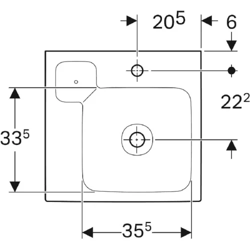 Geberit iCon beépíthető mosdó 50x48.5 cm csaplyukkal dekortál balra 124150000