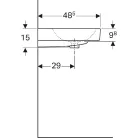 Geberit iCon beépíthető mosdó 50x48.5 cm csaplyukkal dekortál balra 124150000
