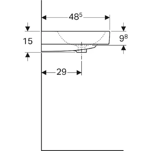 Geberit iCon beépíthető mosdó 50x48.5 cm csaplyukkal dekortál balra 124150000