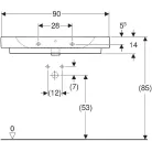 Geberit iCon pultra ültethető mosdó 90x48.5 cm csaplyukkal túlfolyóval GE-124590000