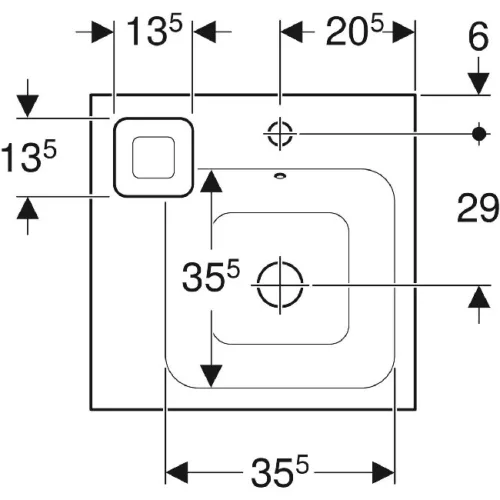 Geberit iCon pultra ültethető mosdó 50x48.5 cm csaplyukkal dekortál balra GE-124650000