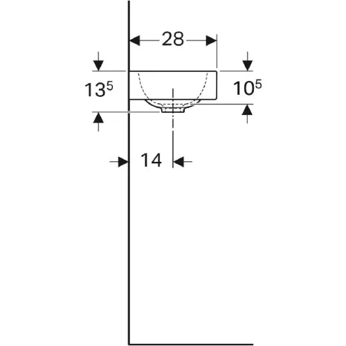 Geberit Icon 38x28 kézmosó csaplyukkal jobbra túlfolyó nélkül GE-124736000