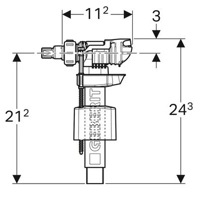 Geberit 380 oldalsó WC töltőszelep 3/8 col csatlakozóval GE-240.705.00.1
