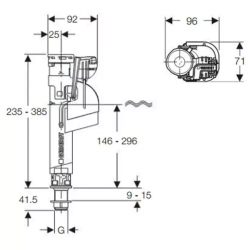 Geberit WC töltőszelep IMPULS-360 3/8 col (281.204.00.1)