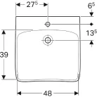Geberit Selnova Comfort akadálymentes mosdó 55x55 cm túlfolyó nélkül GE-500.187.01.1