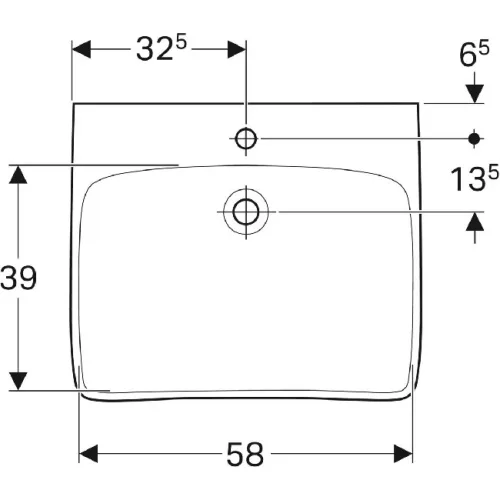 Geberit Selnova Comfort akadálymentes mosdó 65x55 cm túlfolyó nélkül GE-500.188.01.1