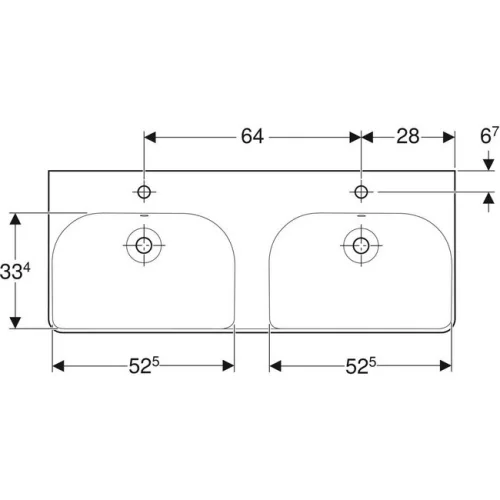 Geberit Smyle Square beépíthető dupla mosdó 120 cm GE-500.223.01.1