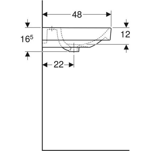 Geberit Smyle Square beépíthető mosdó 120 cm csaplyuk nélkül GE-500.224.01.1