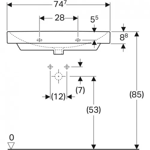 Geberit Smyle Square beépíthető mosdó 70 cm GE-500.249.01.1