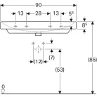 Geberit Smyle Square beépíthető mosdó 90 cm GE-500.251.01.1
