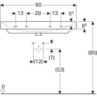 Geberit Smyle Square mosdó két csaplyukkal 90 cm GE-500.252.01.1