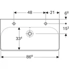 Geberit Smyle Square mosdó két csaplyukkal 90 cm GE-500.252.01.1