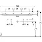 Geberit Smyle Square mosdó két csaplyukkal 120 cm GE-500.253.01.1