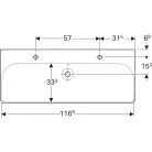 Geberit Smyle Square mosdó két csaplyukkal 120 cm GE-500.253.01.1