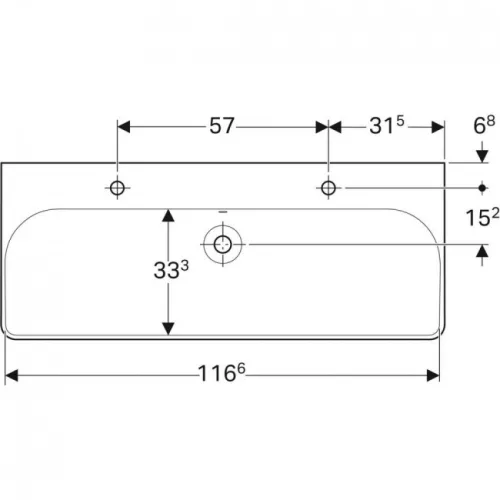 Geberit Smyle Square mosdó két csaplyukkal 120 cm GE-500.253.01.1