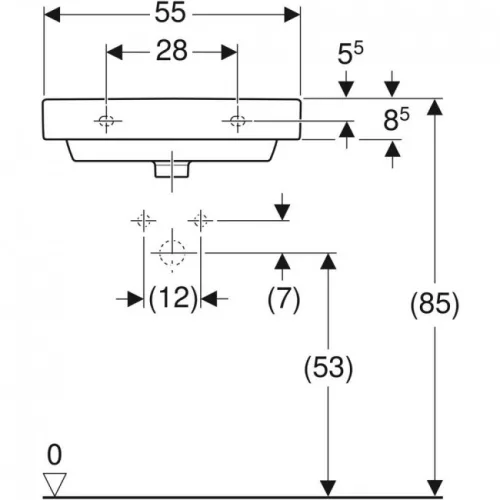 Geberit Smyle Square beépíthető mosdó 55 cm GE-500.259.01.1