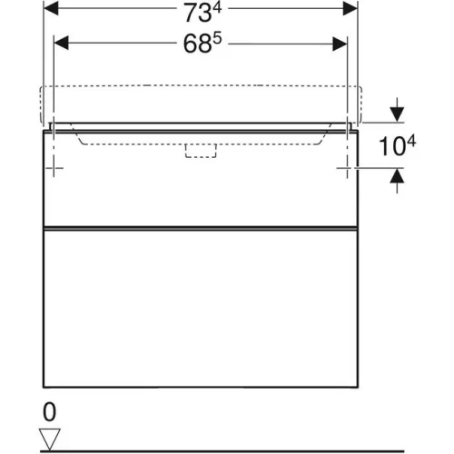 Geberit Smyle Square fiókos szekrény 73,4 cm metszet