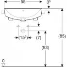 Geberit VariForm félig beépíthető szögletes mosdó 55x45 1 csaplyuk (500.681.01.1)