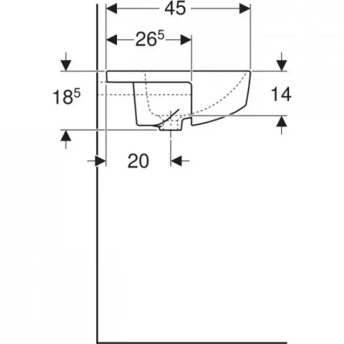 Geberit VariForm félig beépíthető szögletes mosdó 55x45 1 csaplyuk (500.681.01.1)