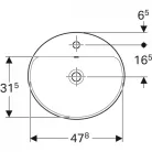 Geberit VariForm ovális beépíthető mosdó csaplyukas alul mázas 50cm GE-500.713.01.2