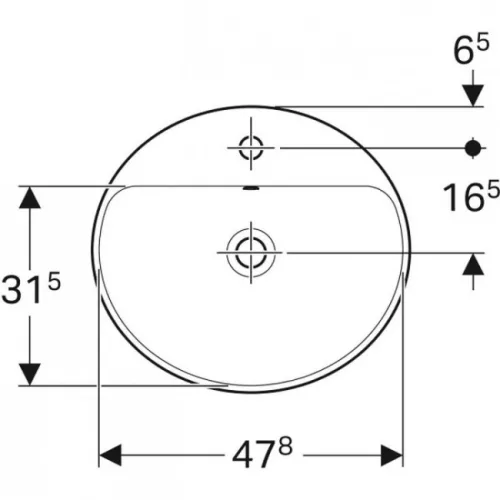 Geberit VariForm ovális beépíthető mosdó csaplyukas alul mázas 50cm GE-500.713.01.2