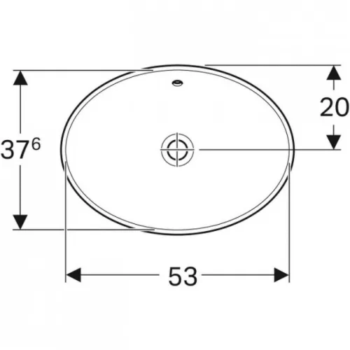 Geberit VariForm ovális beépíthető mosdó 55 cm alul mázas GE-500.717.01.2 rajz2