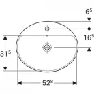 Geberit VariForm ovális beépíthető mosdó csaplyukas alul mázas 55cm GE-500.721.01.2 rajz3