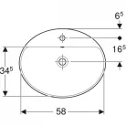 Geberit VariForm ovális beépíthető mosdó csaplyukas alul mázas 60cm v rajz3