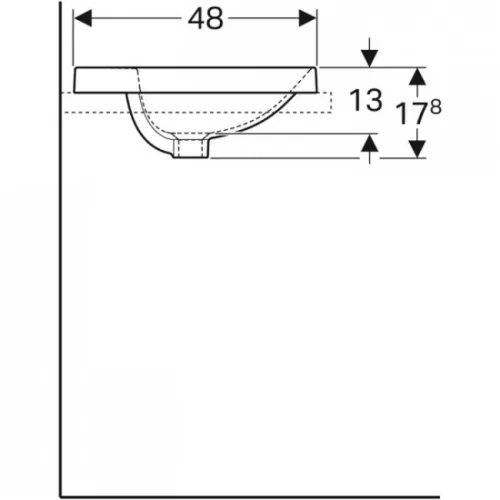 Geberit VariForm ovális beépíthető mosdó csaplyukas alul mázas 60cm GE-500.725.01.2
