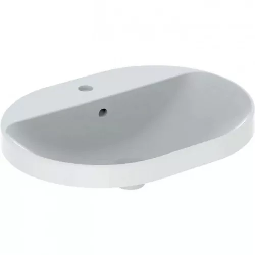 Geberit VariForm beépíthető ellipszis mosdó csaplyukkal alul mázas 60x45 GE-500.733.01.2 r