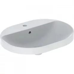 Geberit VariForm beépíthető ellipszis mosdó csaplyukkal alul mázas 60x45 GE-500.733.01.2 r