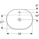 Geberit VariForm beépíthető ellipszis mosdó csaplyukkal alul mázas 60x45 GE-500.733.01.2 rrr