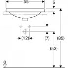 Geberit VariForm szögletes beépíthető mosdó csaplyukas alul mázas 55x45 GE-500.741.01.2 rr
