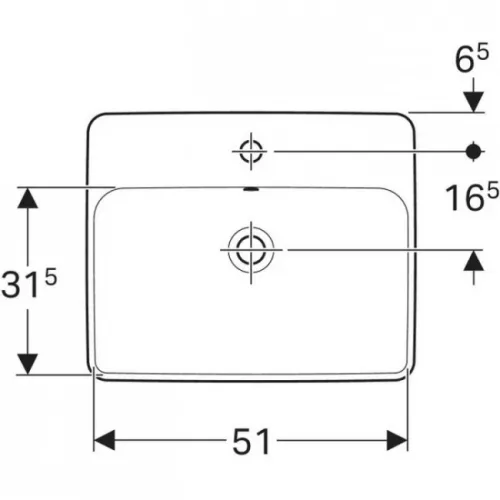 Geberit VariForm szögletes beépíthető mosdó csaplyukas alul mázas 55x45 GE-500.741.01.2 rrr