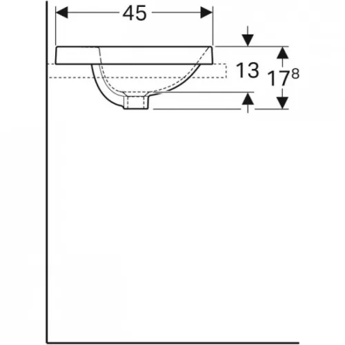 Geberit VariForm szögletes beépíthető mosdó csaplyukas alul mázas 55x45 GE-500.741.01.2
