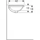 Geberit VariForm alulról beépíthető mosdó 40 cm alul mázas GE-500.745.01.2 rajza