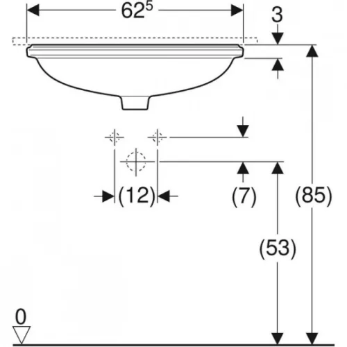 Geberit VariForm alulról beépíthető ellipszis mosdó 62x49 cm (500.756.01.2)