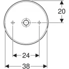Geberit VariForm pultra ültethető mosdó kerek 40 cm GE-500.768.01.2 rajz3