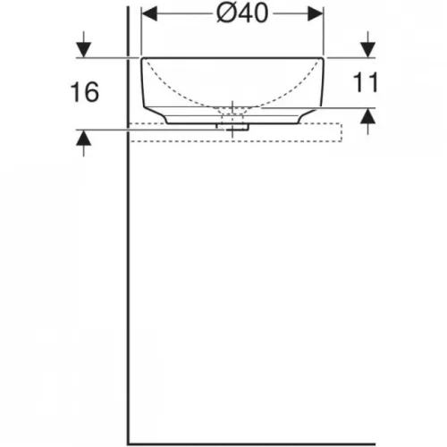 Geberit VariForm pultra ültethető mosdó kerek 40 cm GE-500.768.01.2