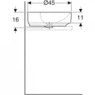 Geberit VariForm pultra ültethető kerek mosdó csaplyukkal 45 cm GE-500.769.01.2