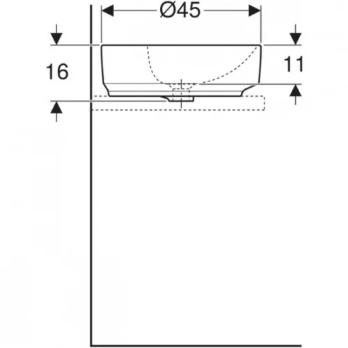 Geberit VariForm pultra ültethető kerek mosdó csaplyukkal 45 cm GE-500.769.01.2