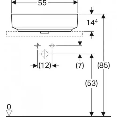 Geberit VariForm pultra ültethető ovális mosdó 55 cm GE-500.771.01.2 rajz2